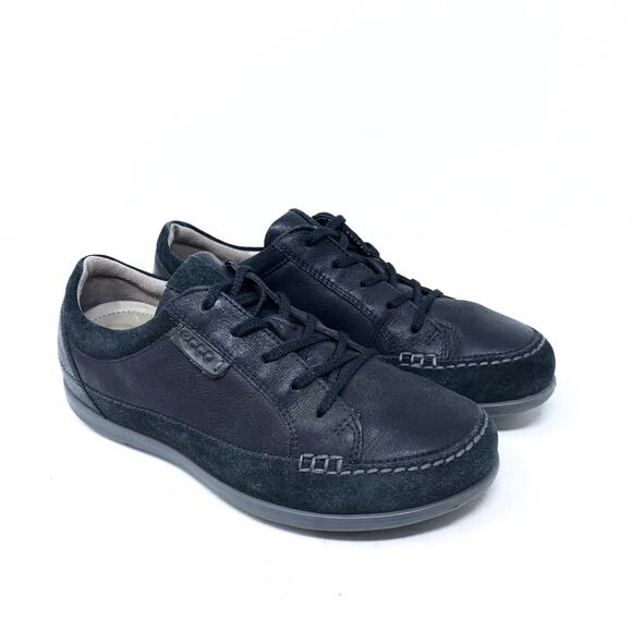 Ecco Cayla Black Suede Nubuck Leather Lace Up Causal Walking Comfort Shoe EU 37 - Picture 1 of 9